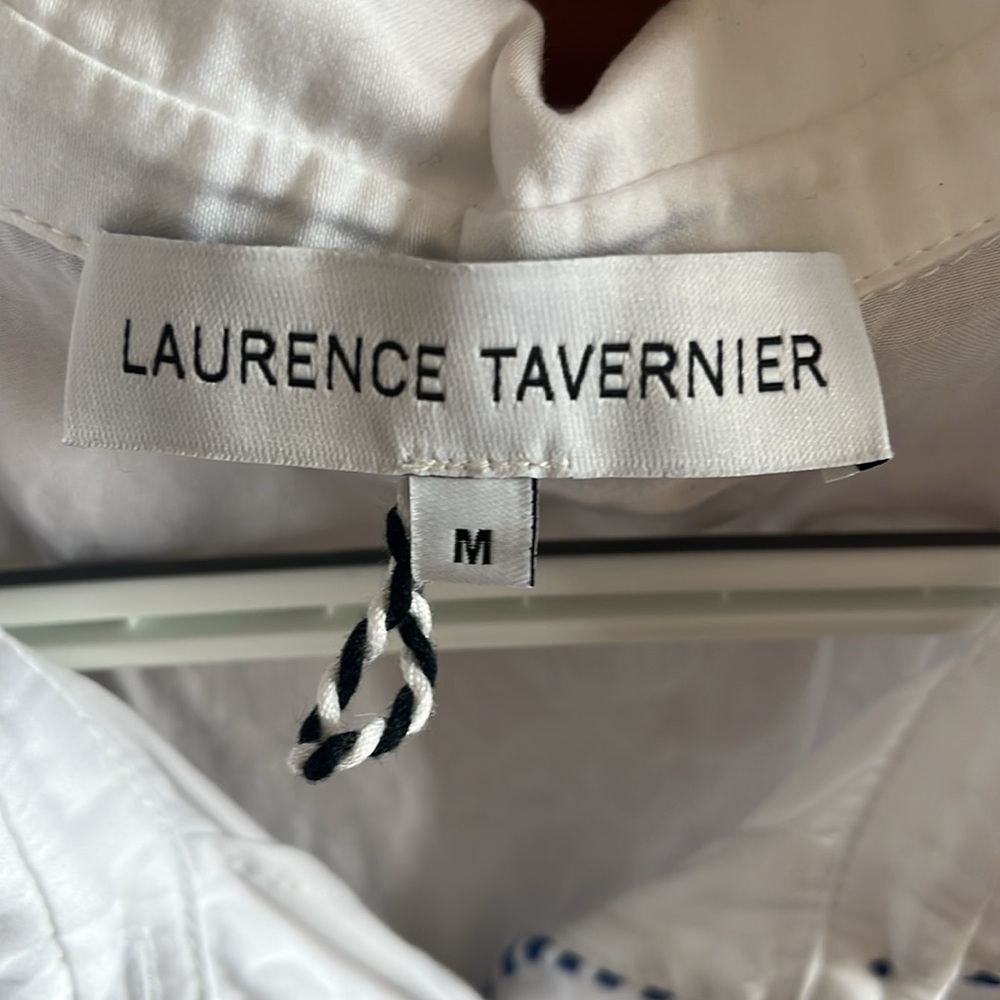 Laurence Tavernier “Uni” White Sateen Nightshirt/Nightgown Long Sleeve Size M View 3